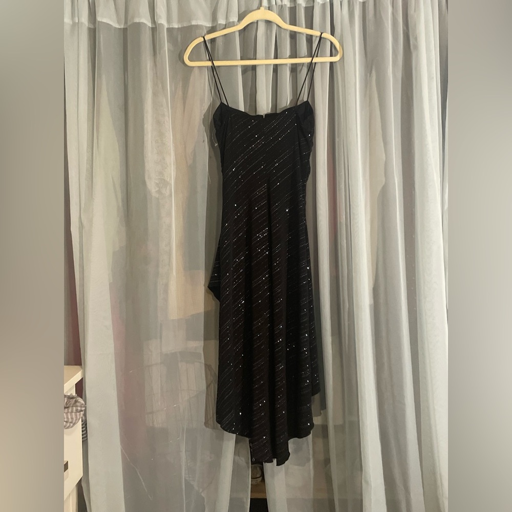 Vintage City Triangkes Y2K Sparkly Black High low Black Dress